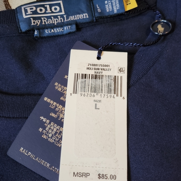 SOLD!!! Polo Ralph Lauren Men's Ski 92 Long Sleeve T-Shirt - Navy - LARGE - NWT - Picture 8 of 12